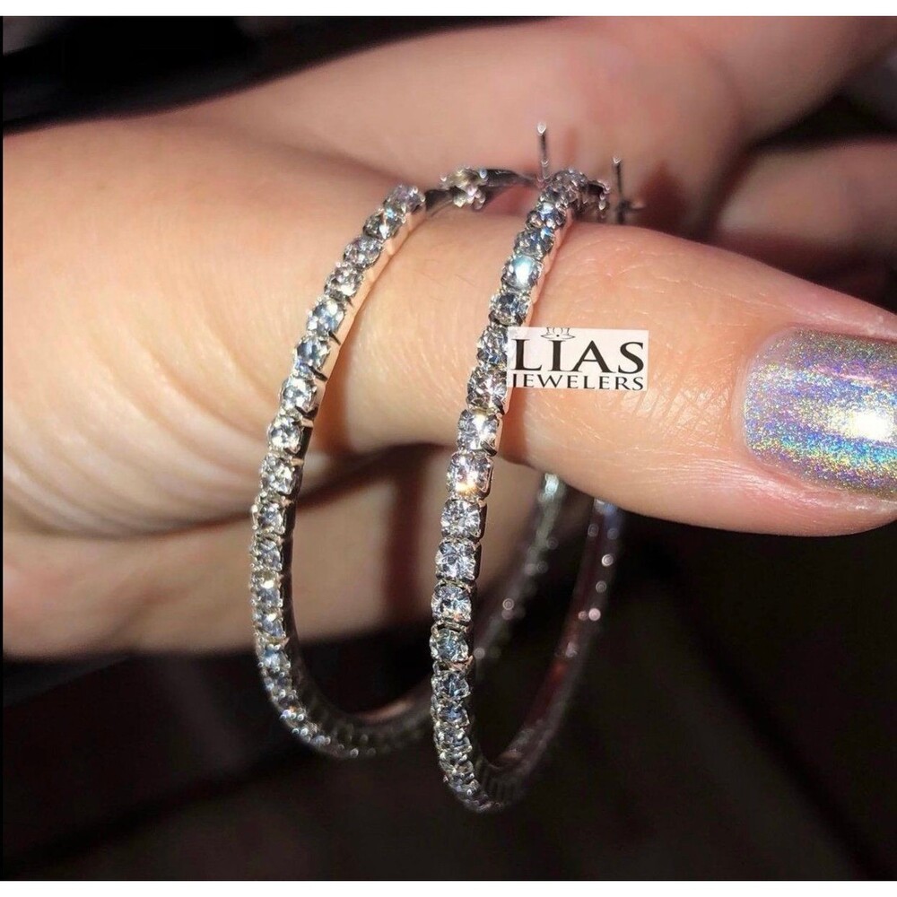 New 18k white gold hoop earrings hoops